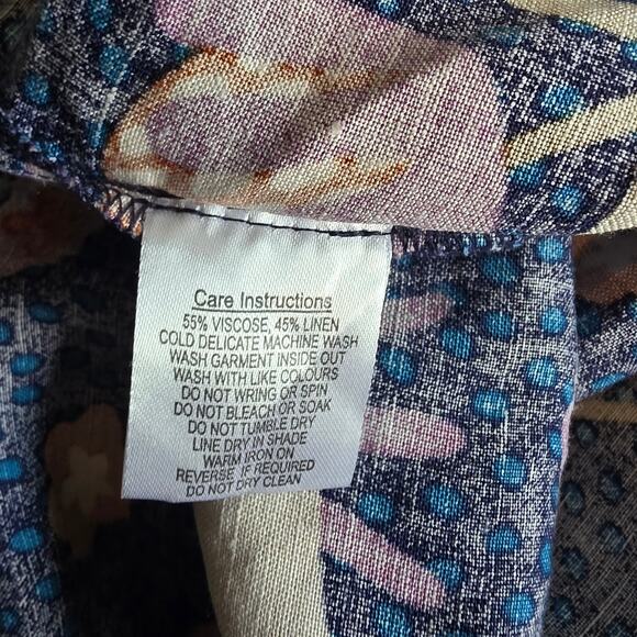 Modcloth X Princess Highway Floral Strawberry Print Linen Blend Dress Size 12 - Picture 4 of 4